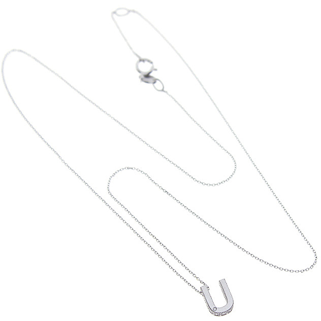 Collier Iniziale U Oro Bianco 20090554